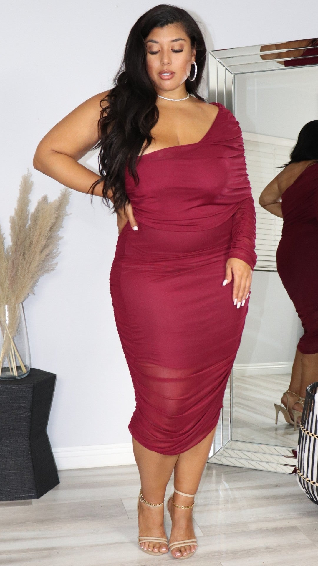 Out For The Night Dress (Burgundy)