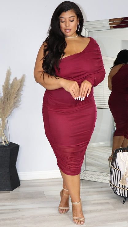 Out For The Night Dress (Burgundy)